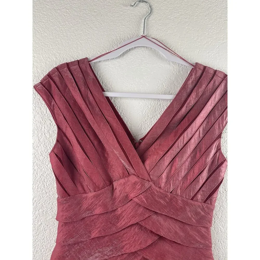 ADRIANNA PAPELL Women's 4 Shutter Pleated Tiered Dress‎ RED Cocktail Party